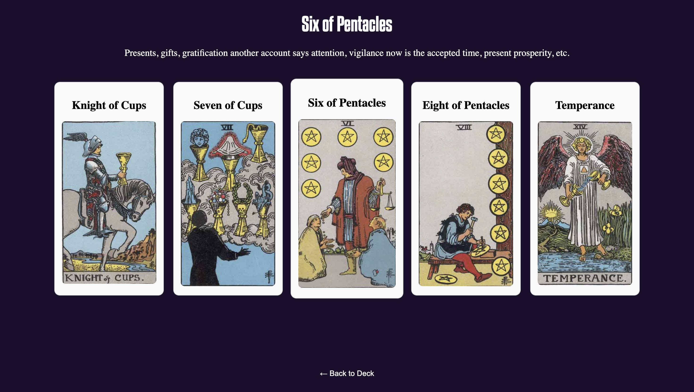 Your selected cards