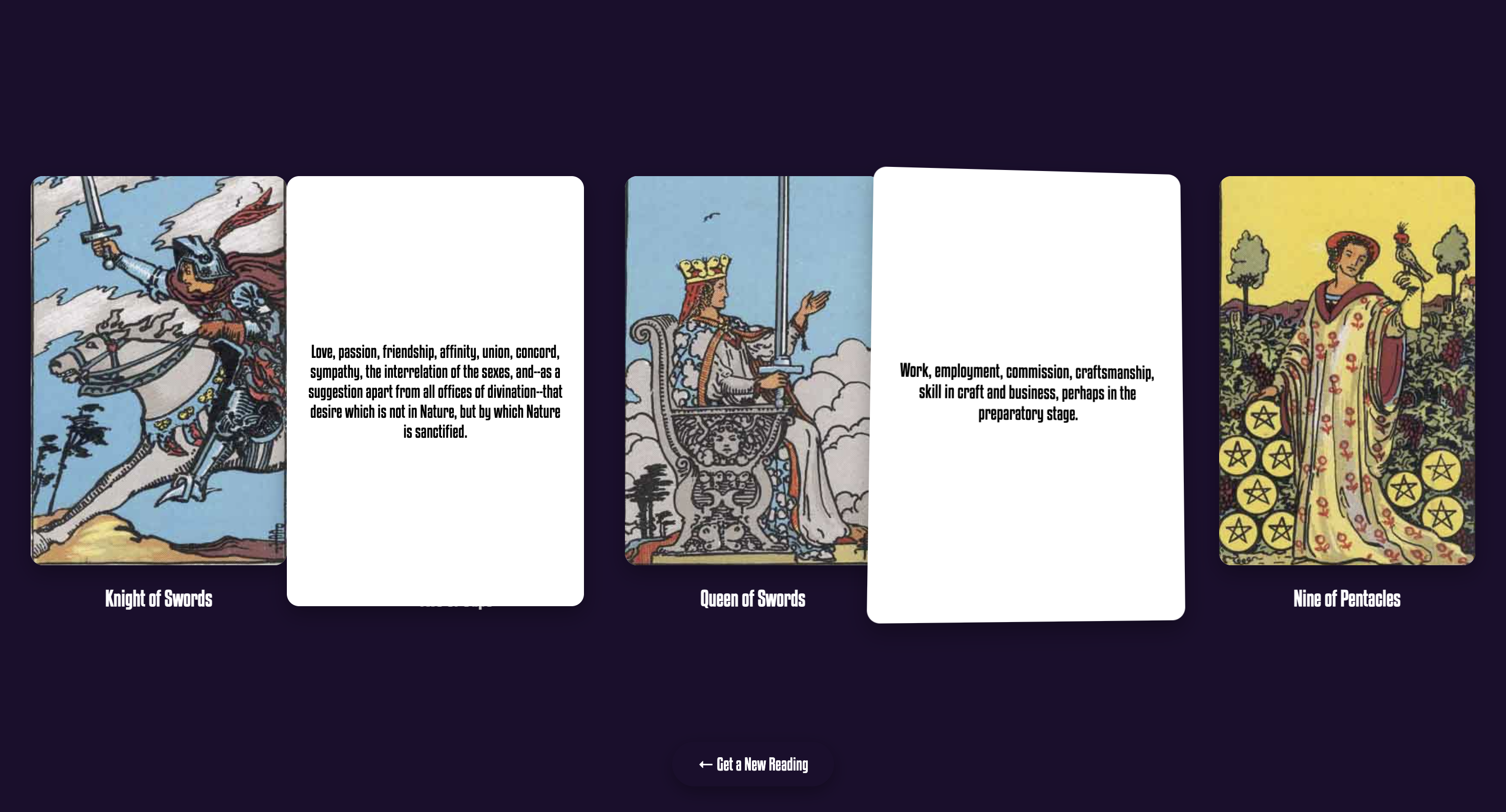 Your selected cards
